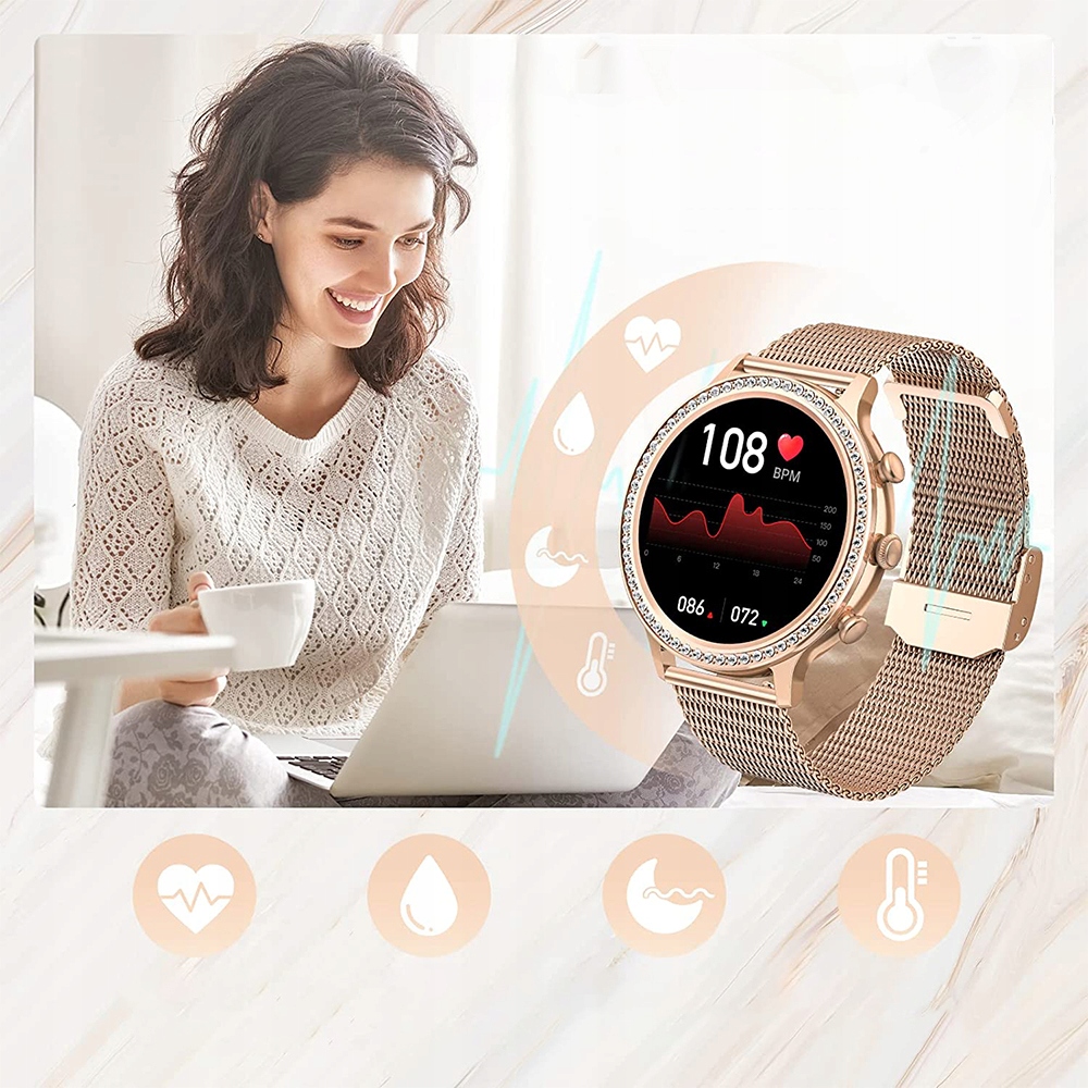 SMARTWATCH DAMSKI SMARTŁOCZ INTELIGENTNY ZEGAREK WIELOFUNKCYJNY ROZMOWY Model inny