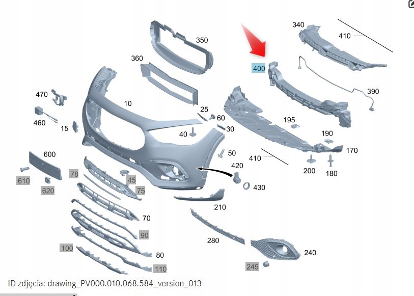 Absorbér Pěna Nárazníku Mercedes Gla X247 A2478805101 Bez Amg