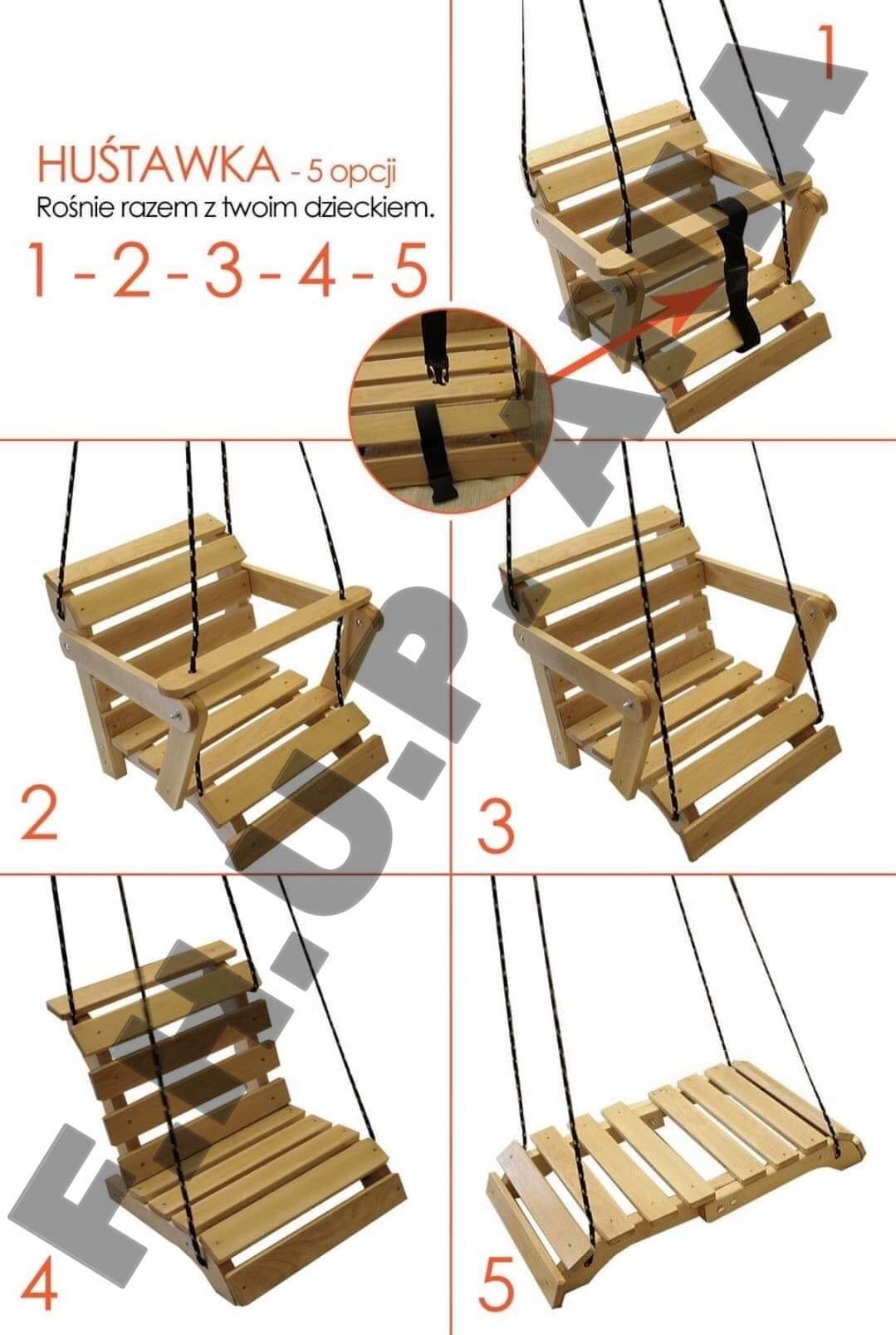 Huśtawka drewniana ciemny dąb 5w1 EAN (GTIN) 5904181906340