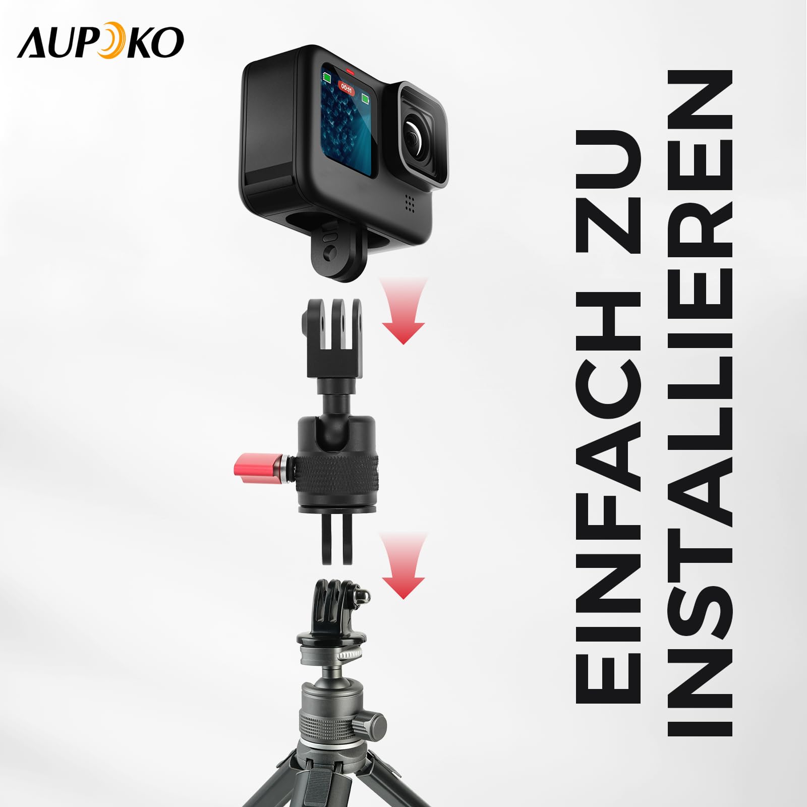Adapter 360 Stopni Do Kamer Sportowych Aluminiowy Regulowany Mocny Aupoko — miniatura 5