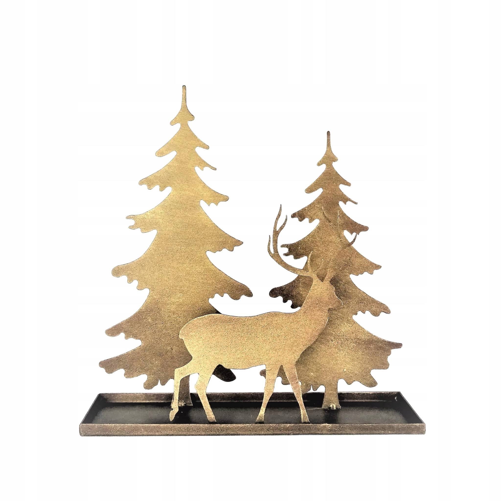 Dárek Dekorace stolu Vánoční svícen Zimní les, zlatý