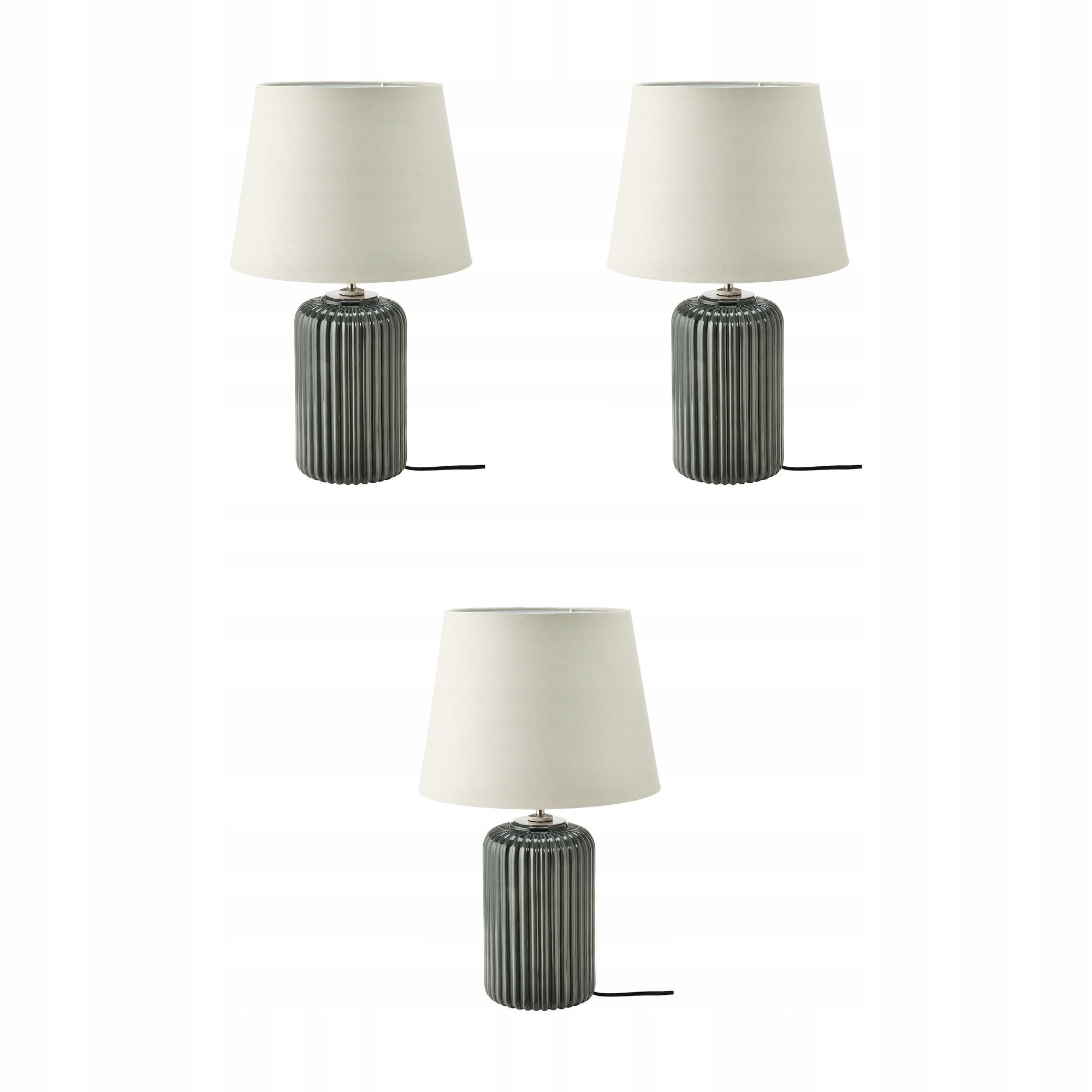 3 szt. Lampa stołowa Snobyar szaroturkusowa 52 cm ceramika