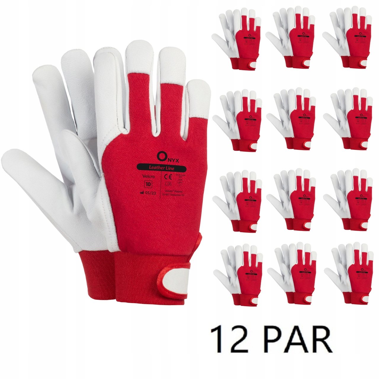 Rękawice Robocze Monterskie Z Koziej Skóry Onyx Velcro Rzep 10 XL 12PAR