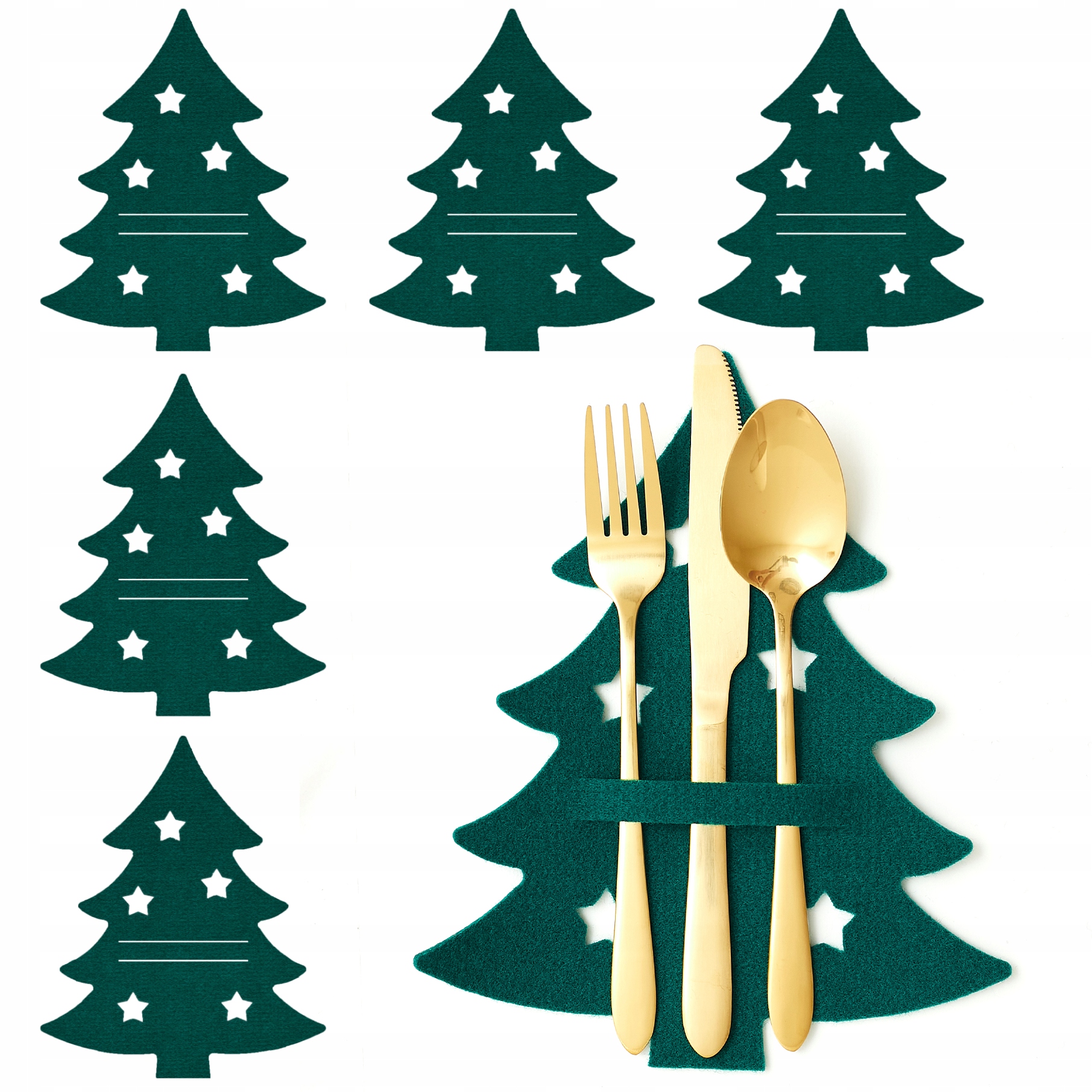 

Świąteczne Pokrowce Na Sztućce Choinki Gwiazdki 6X