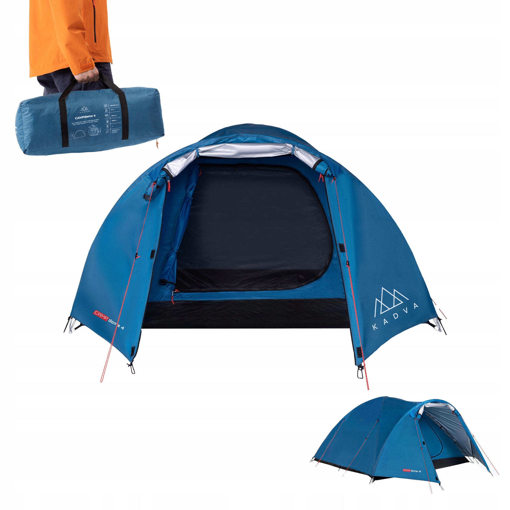 Lehký stan pro 4 osoby Kadva CAMPdome Turistický Voděodolný