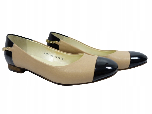 Nude kožené baleríny s pantofem Neścior 38