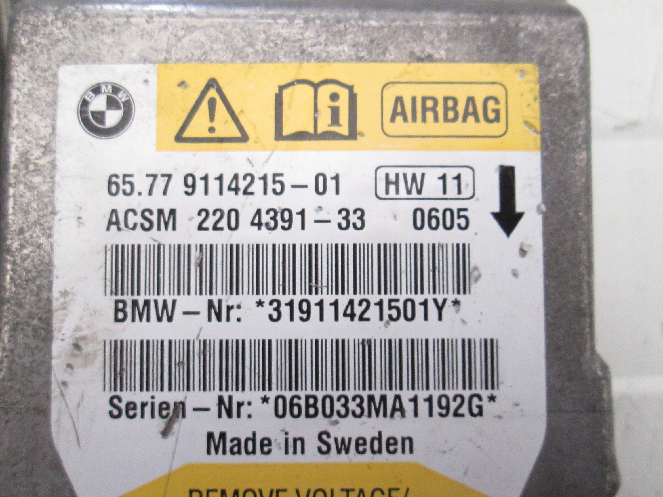 BMW E60 SENSOR airbag modul AIRBAG modul 9114215