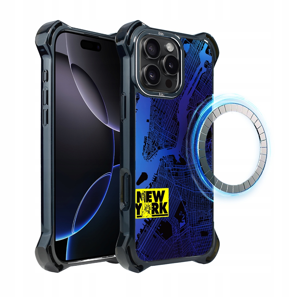 Pouzdro iPhone 16 Pro Ibizu DropGuard Ultra s MagSafe, New York