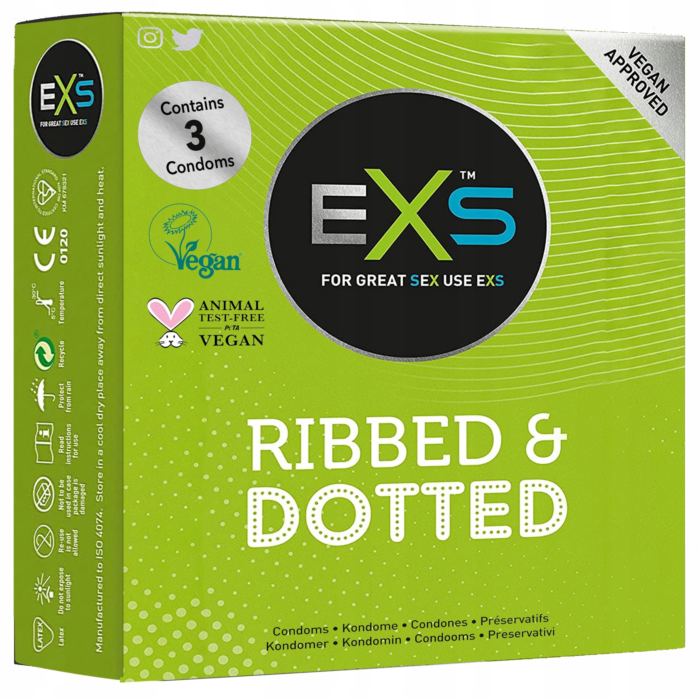 

Prezerwatywy Exs Ribbed Dotted prążki wypustki 3