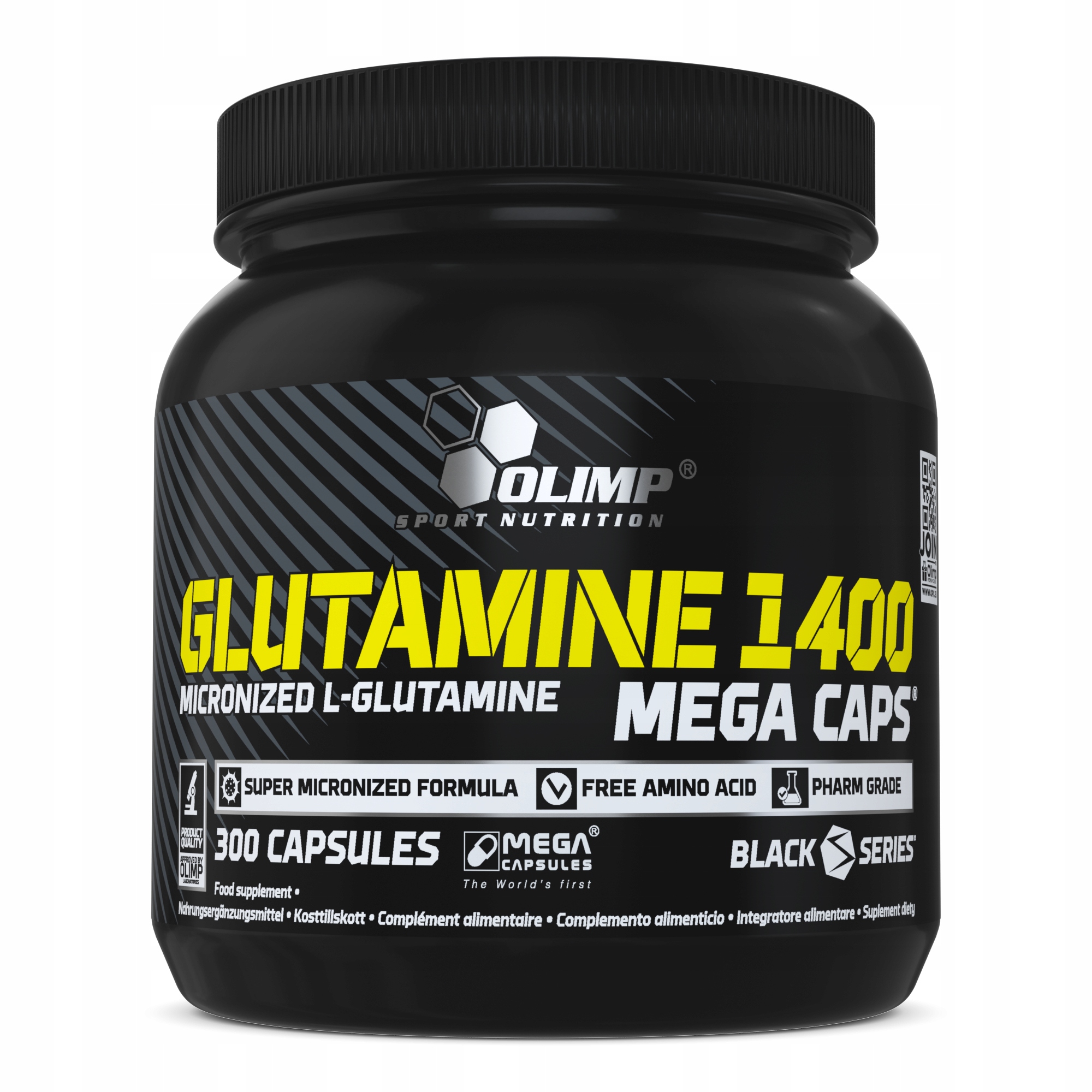 Olimp L-Glutamine 1400 Caps 300 kapslí Glutamin Aminokyseliny Bcaa