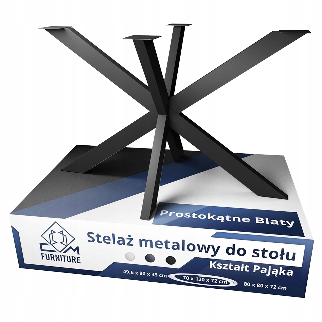 Kovová Noha Na Stôl Rošt Pavúk Loft 120x70x72 cm Čierna