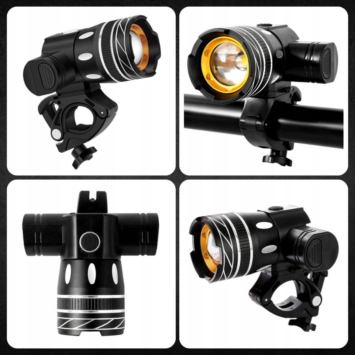 LAMPKA ROWEROWA LED NA ROWER KIEROWNICĘ MOCNA AKUMULATOROWA USB + TYŁ TYLNA Marka Trizand