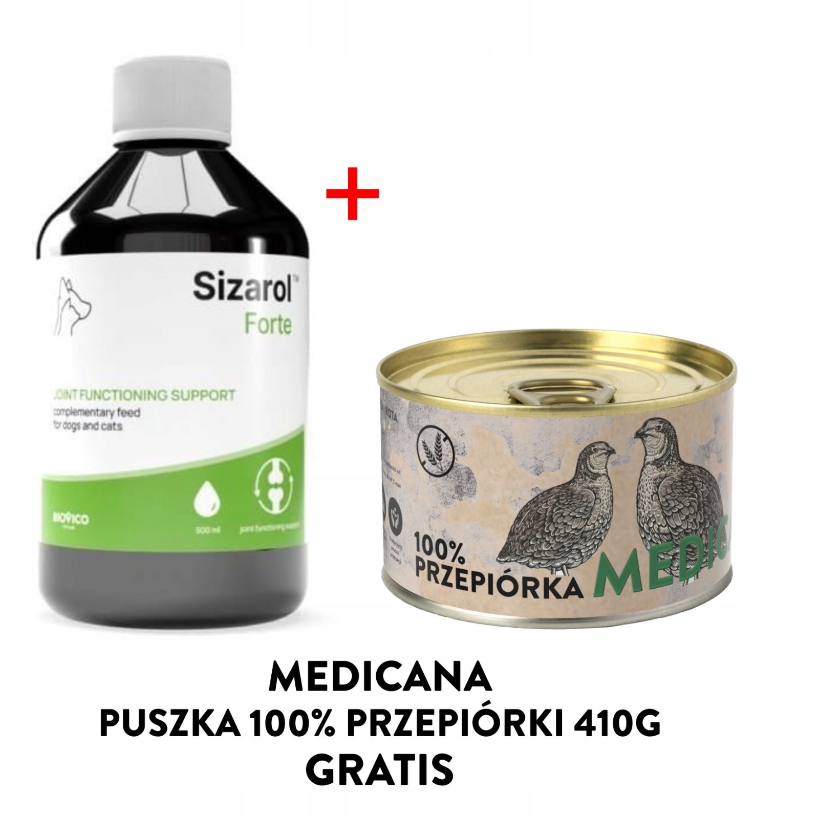 Sizarol płyn 500 ml Suplementy dla kota i psa +puszka 100% przepiorka 410g