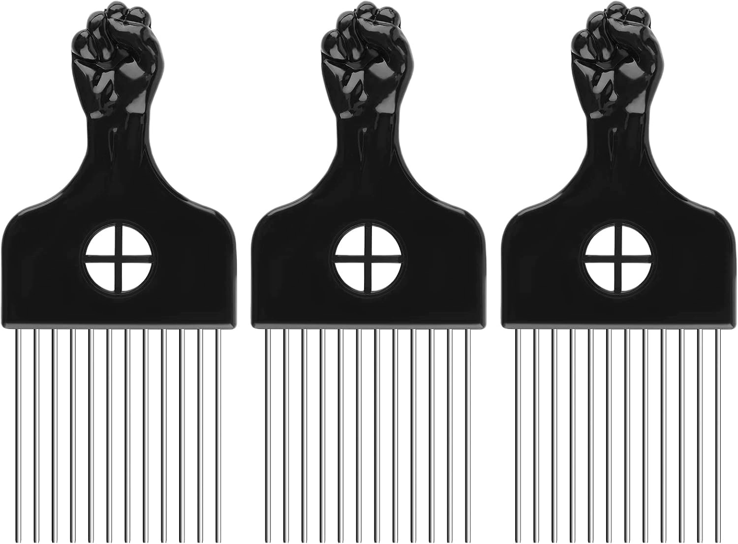 Hřeben Afro Kovový, Sada 3 Kusů Pro Přírodní Vlasy