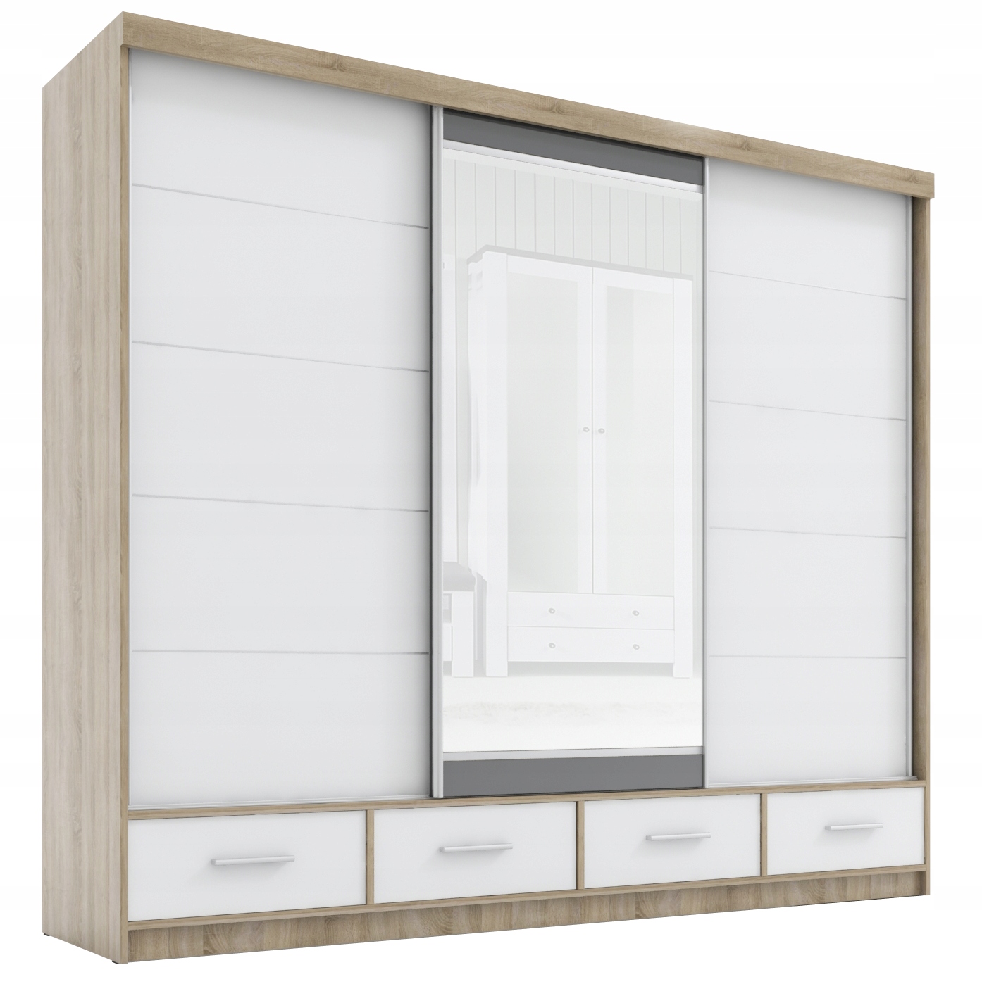 

Szafa Przesuwna David 250 Sonoma Biały Szuflady