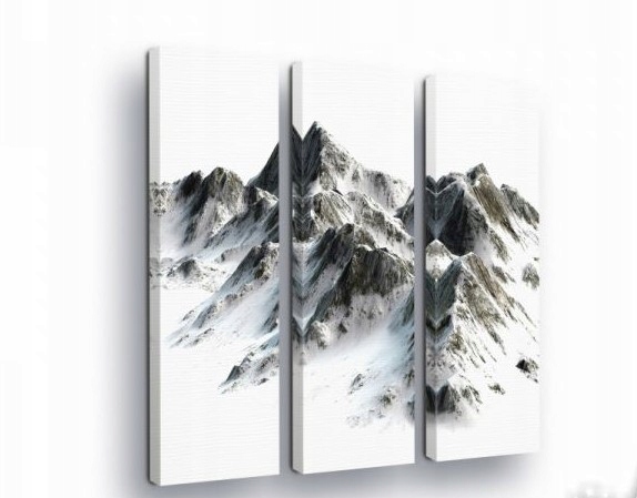 Obraz 90x100 Triptych hory sníh vrcholky krajina zimní příroda minimalismus