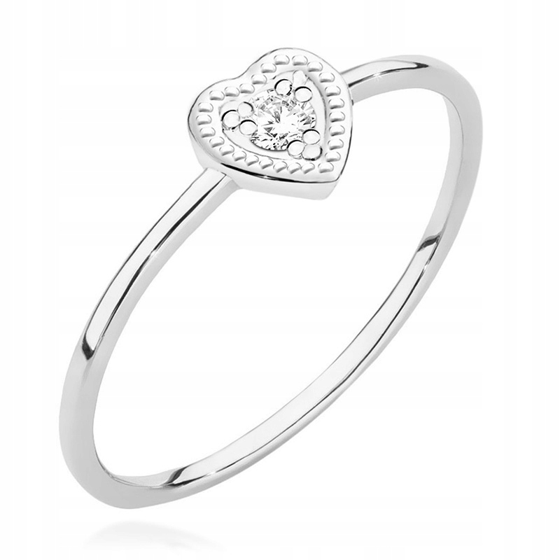 Zlatý Prstýnek pr. 585 Srdce S Briliantem 0,02 ct