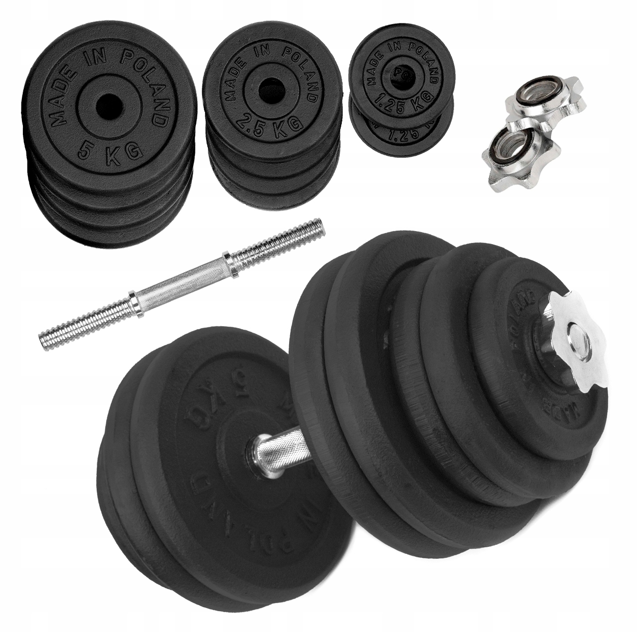 Hantla Żeliwna regulowana 1x35kg hantel gryf 28mm obciążenie talerze