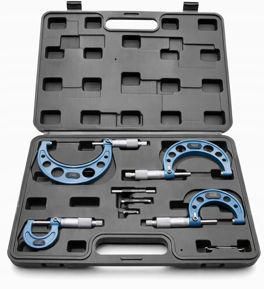 Zestaw 4 szt. Mikrometr Zewnętrzny Noniuszowy 0-100mm 0,01 mm Vogel-tech