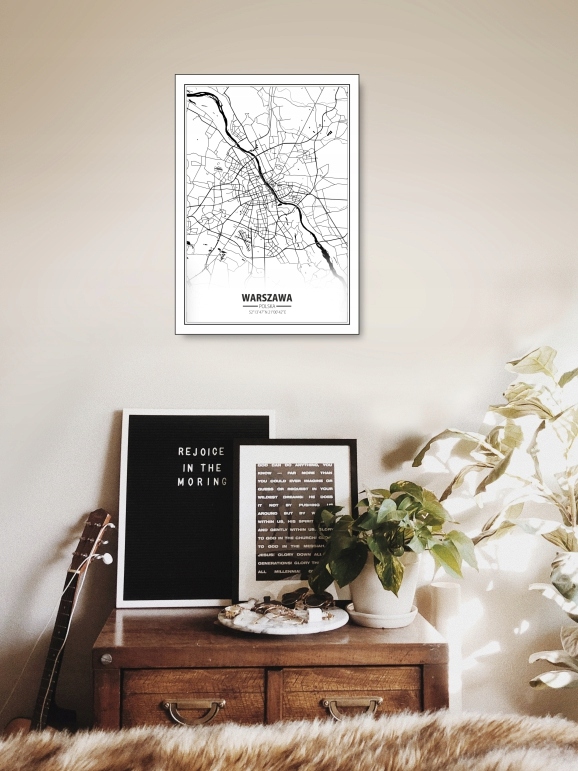 WARSZAWA MAPA MINIMALIZM plakat A2 59,4x42cm #194 Rodzaj bez ramy