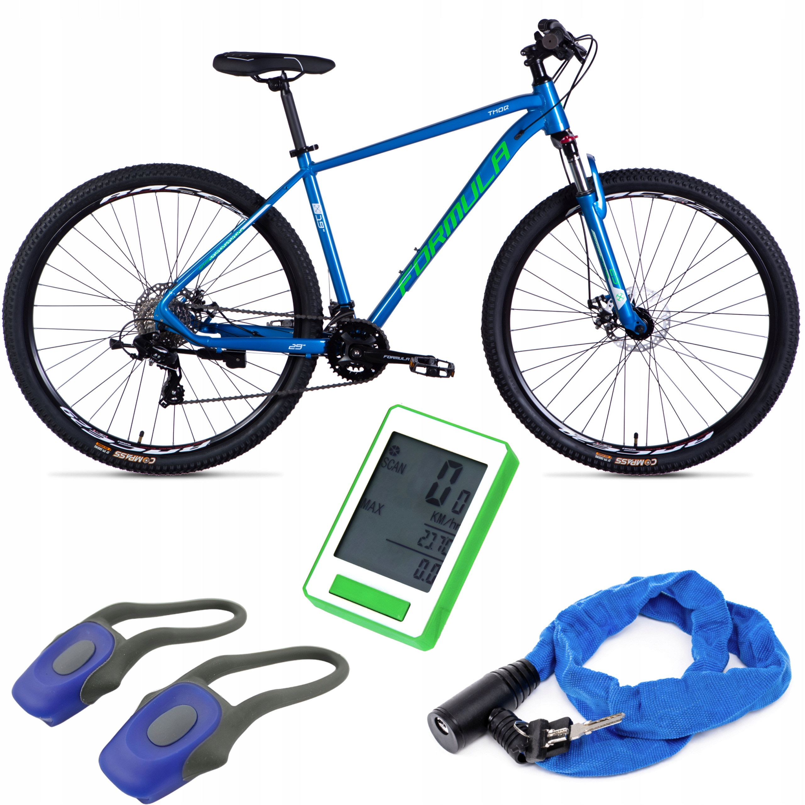 Rower górski Shimano kaseta 29" rama aluminium 19" H.tarczowe +akcesoria