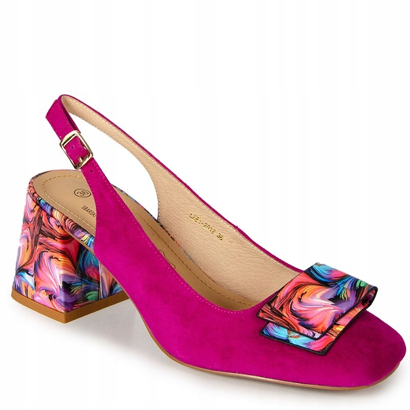 S.barski LZ61-2012 Fuchsiové Kožené Sandály S Ozdobou 36