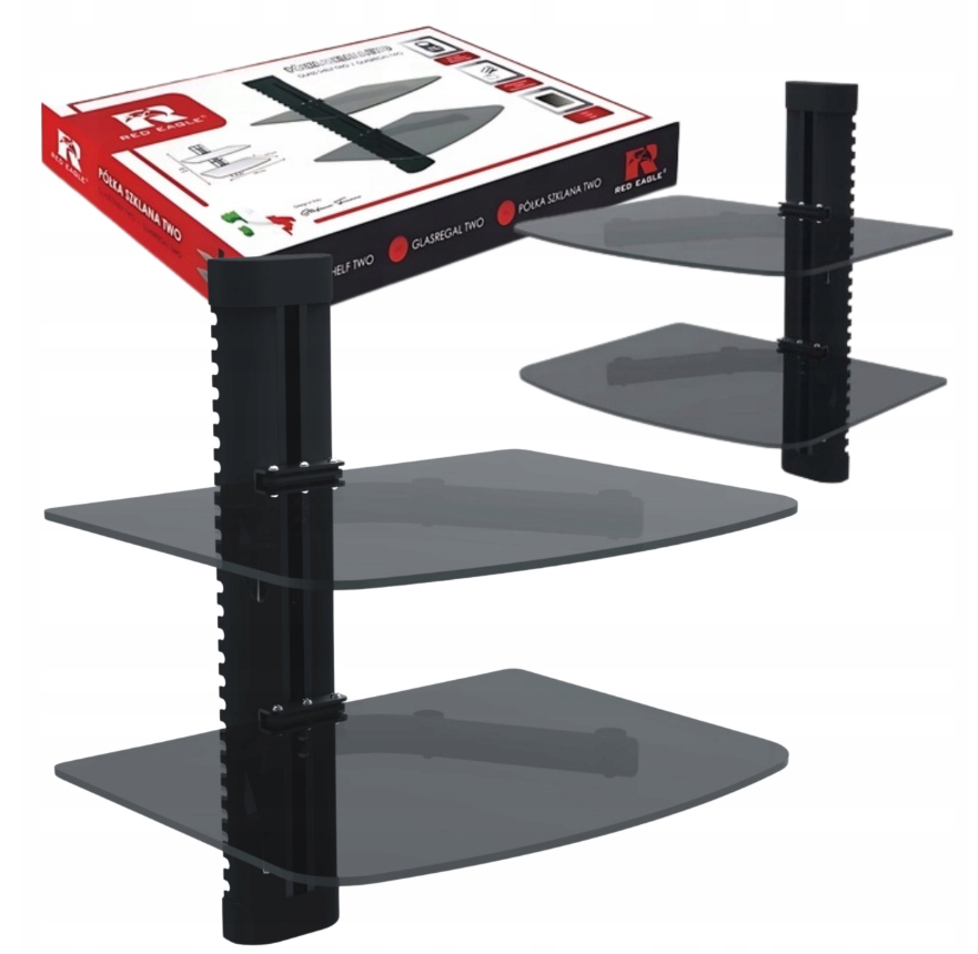 Skleněná police pod televizor Red Eagle Two 360x250 mm pod set-top box