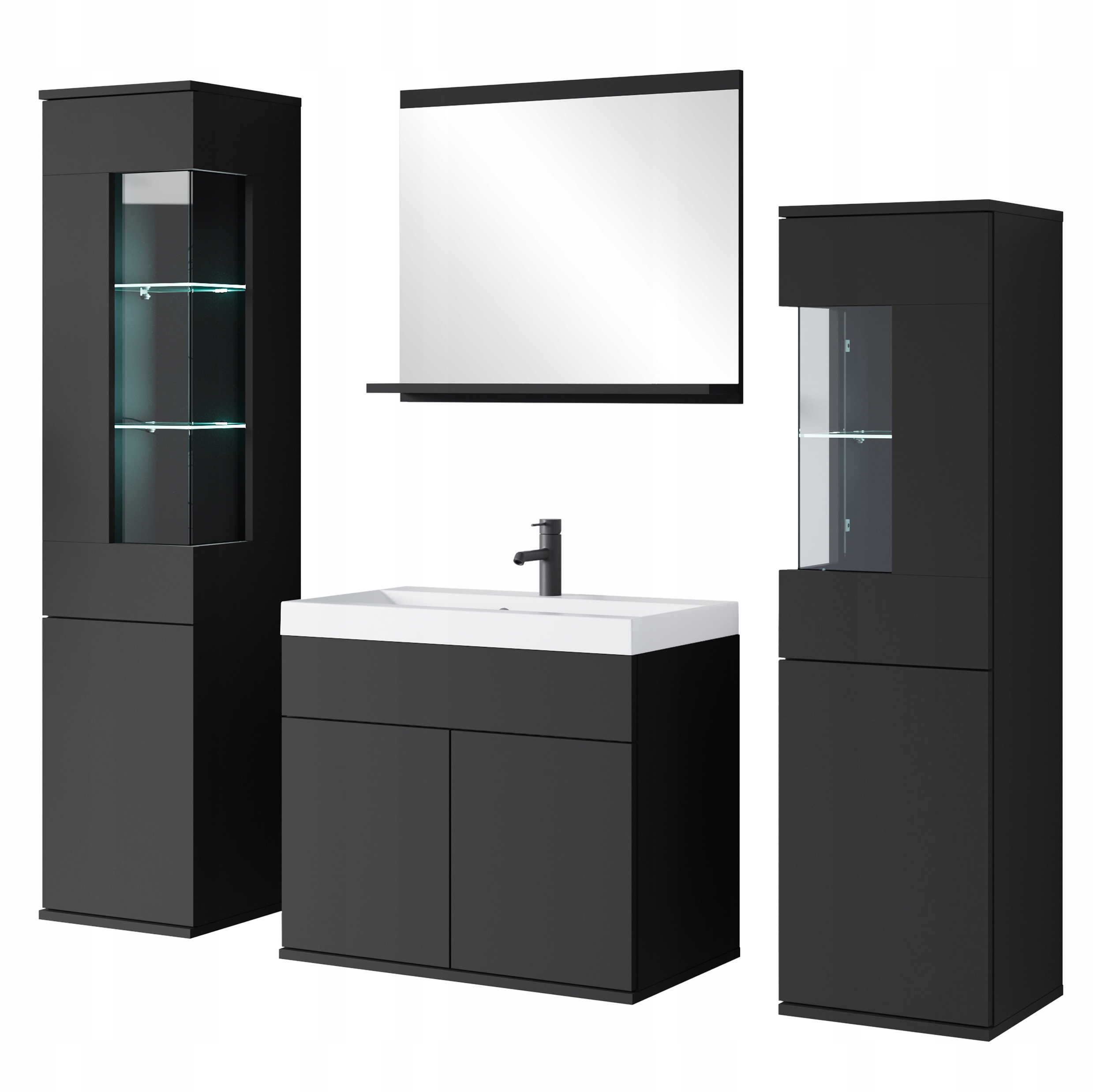 Sada kúpeľňového nábytku Nairobi, vitrína, zrkadlo, umývadlo