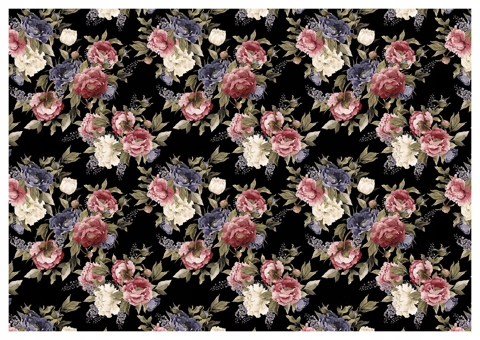 Fototapeta Tmavé květiny Pivoňky Růže Elegantní vzor 300x210 lepidlo