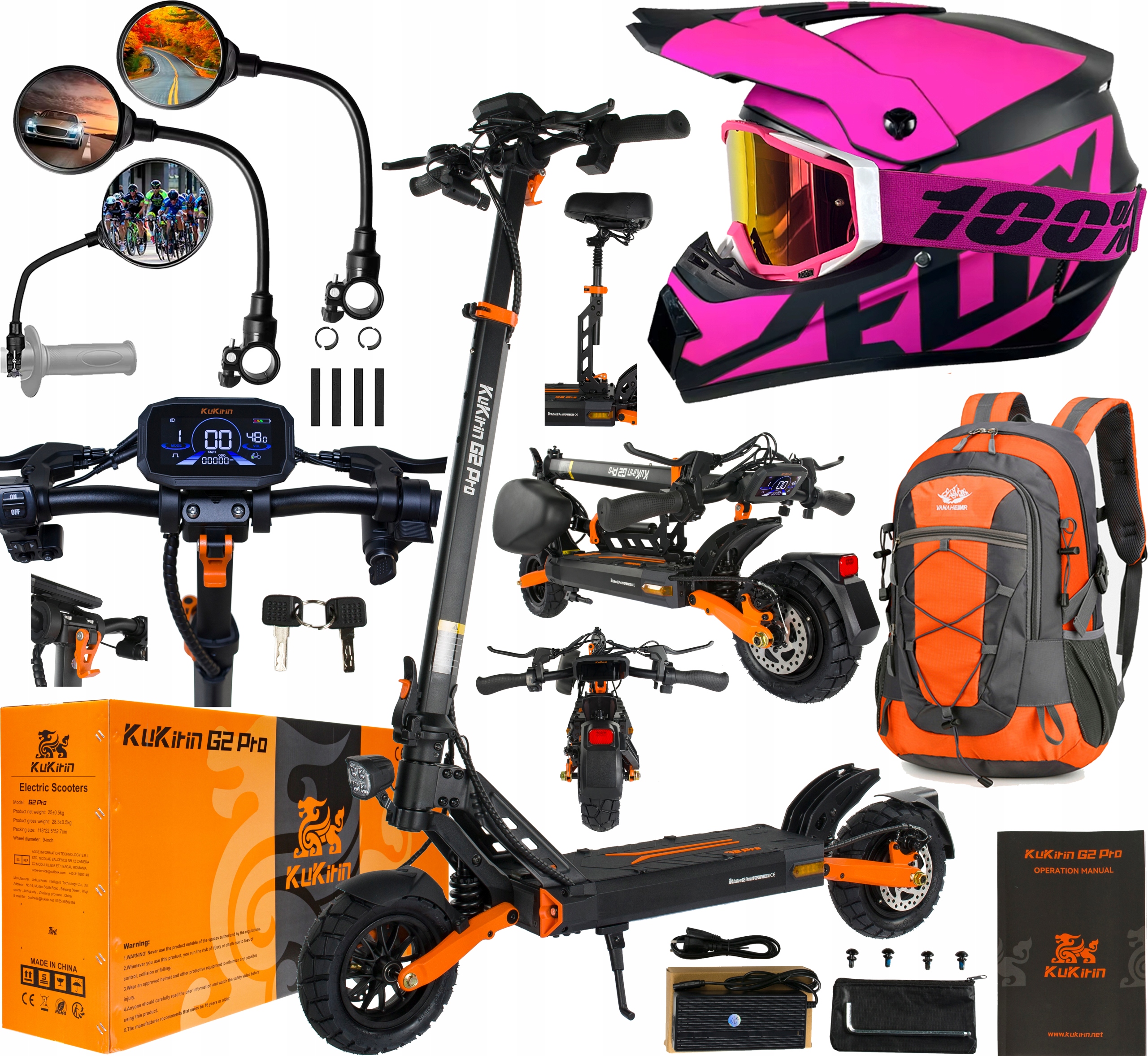 KuKirin G2 Pro skládací terénní 600W 48V 15.6AH 45KM/H 9" Mesky/Dámské Pl