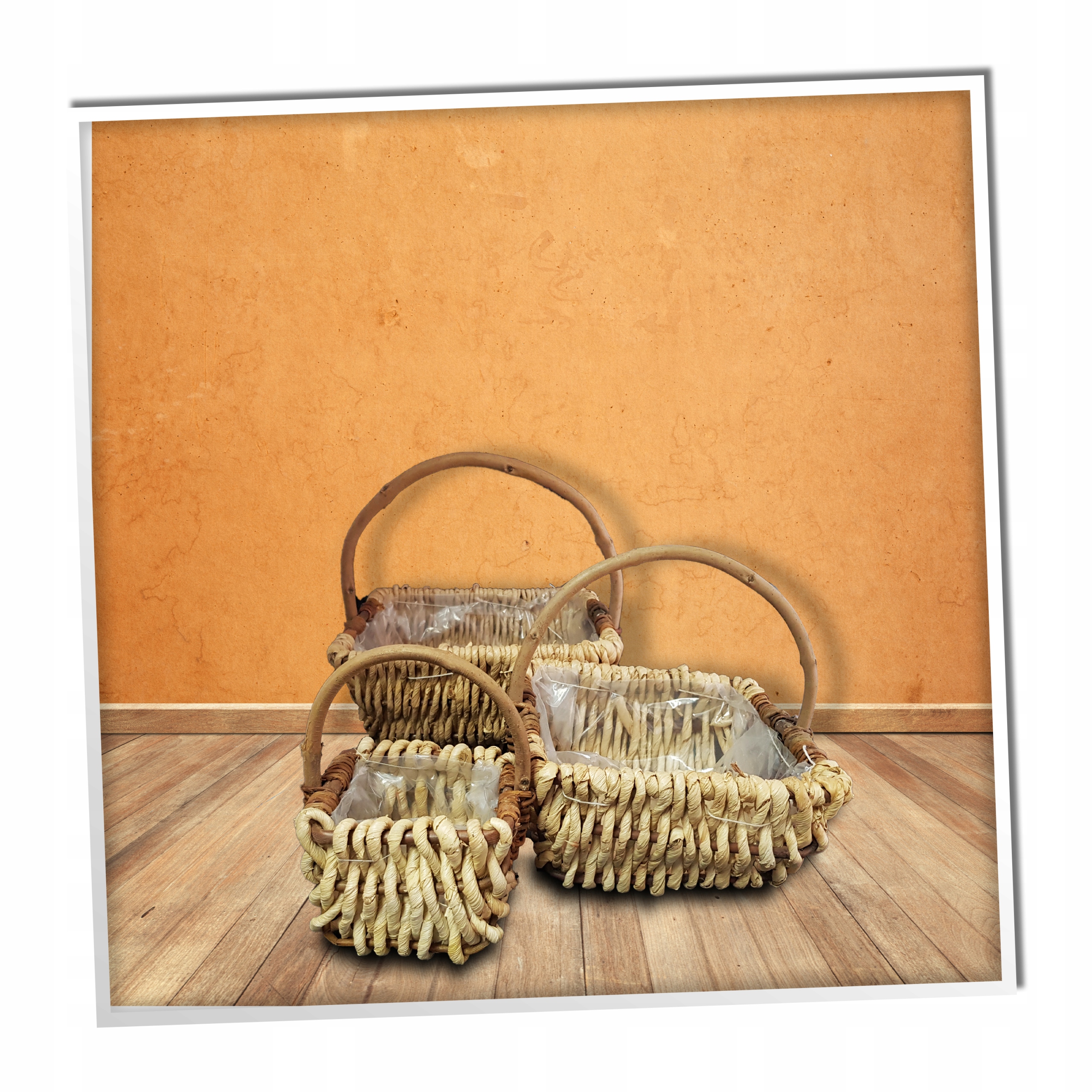 ZESTAW 3 KOSZY Wiklinowych DONICZKA MASA PAPIEROWA Wysokość produktu 30 cm