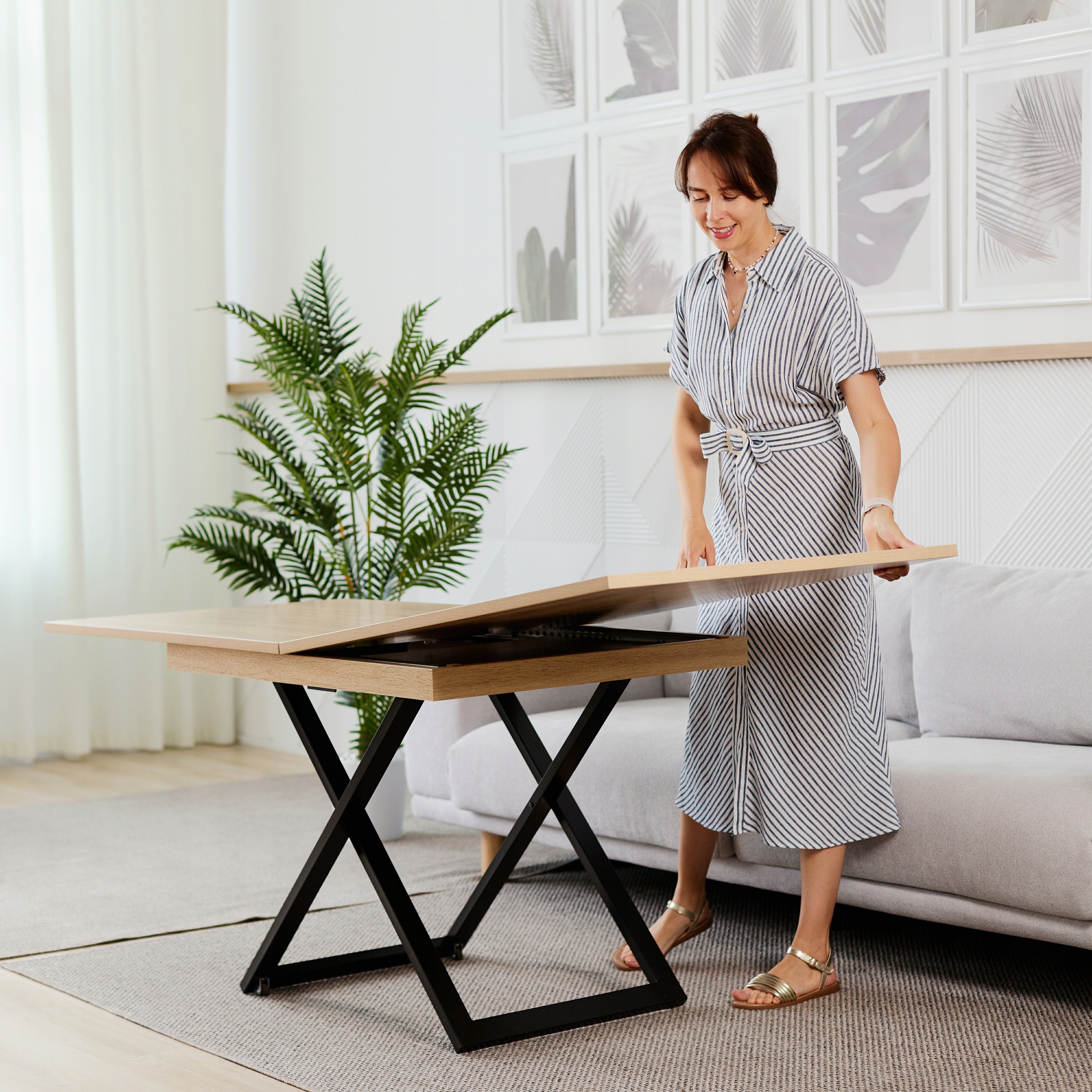 Stół rozkładany Dąb do 202 cm Loft Ławostół Lungo nowoczesny Podnoszony