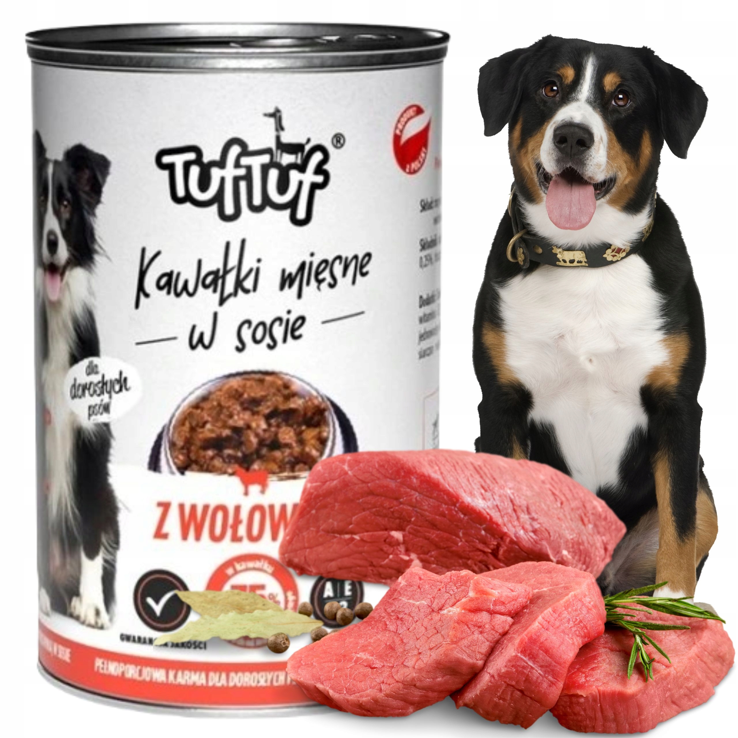 Mokra karma dla psa Kawałki Mięsne w Sosie z drobiem puszka TUF TUF 1250g