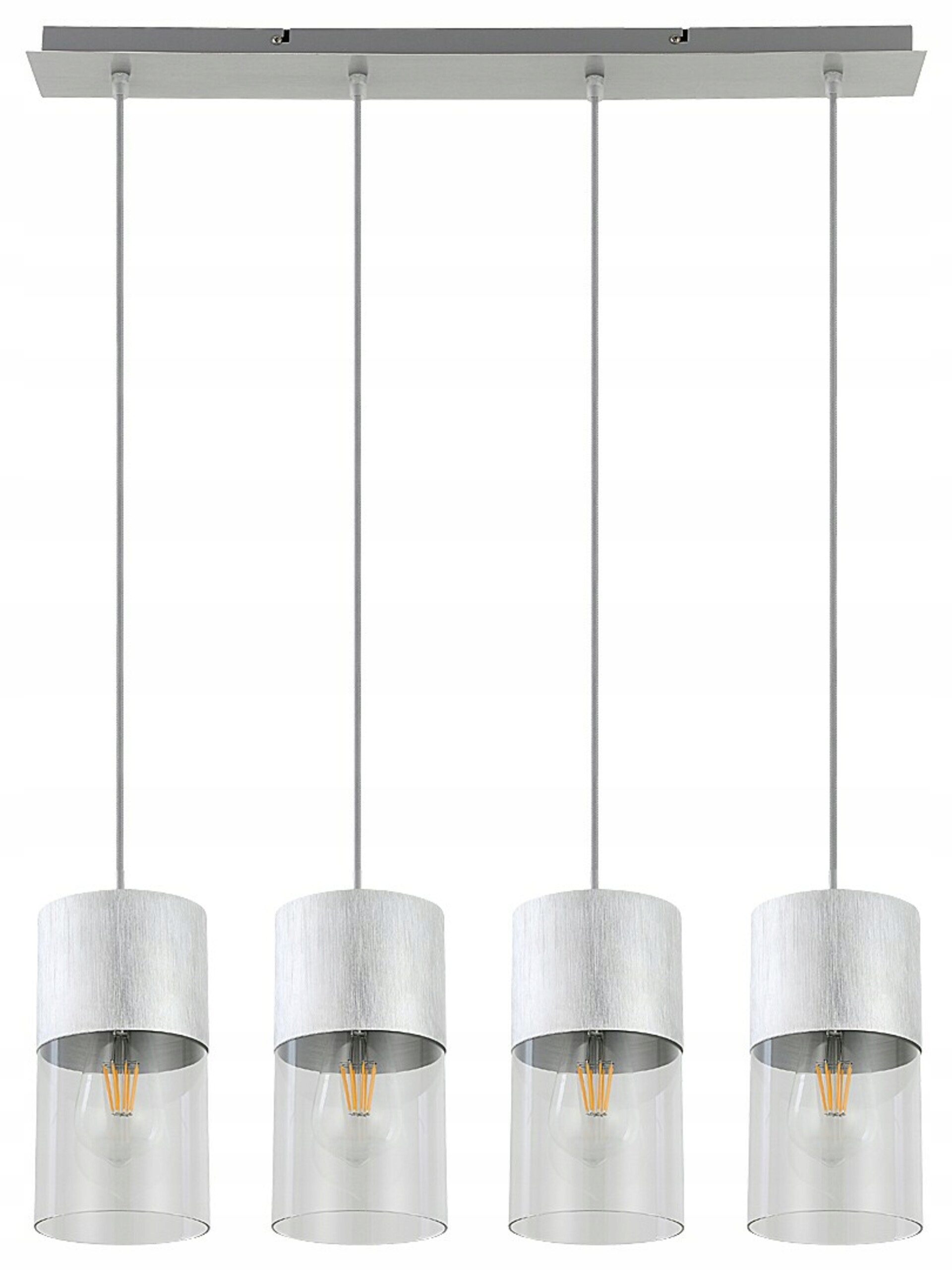 Rabalux Zelkova závesné svietidlo E27, 4x40W, brúsený hliník, sklo, 670 mm