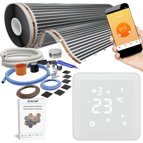 Zestaw Folia grzejna Sterownik Wifi Ogrzewanie podłogowe 140W 15m²