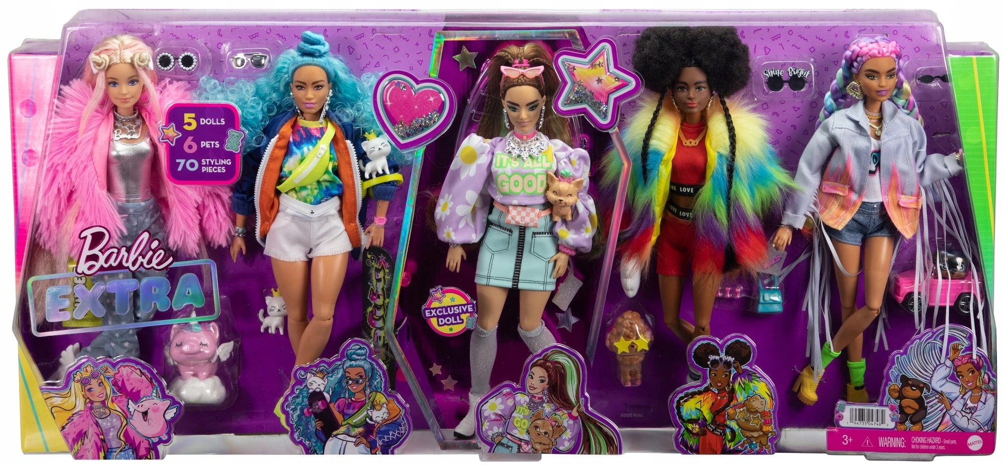 

Barbie Extra Modna Lalka Zestaw 5-PAK Lalek HGB61