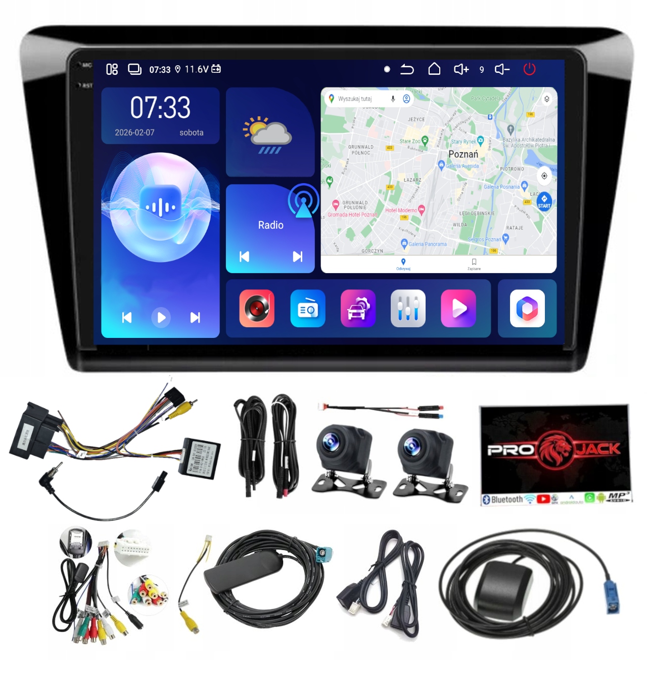 Autorádio S Navigací Carplay Gps Android Wifi Skoda Rapid 12-19 6GB Ram 128GB Rom Sim