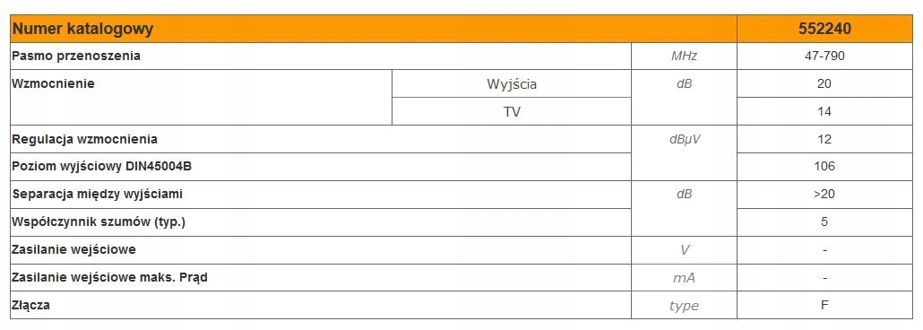 Wzmacniacz DVB-T TELEVES 1/3 20dB 552240 Marka Televes