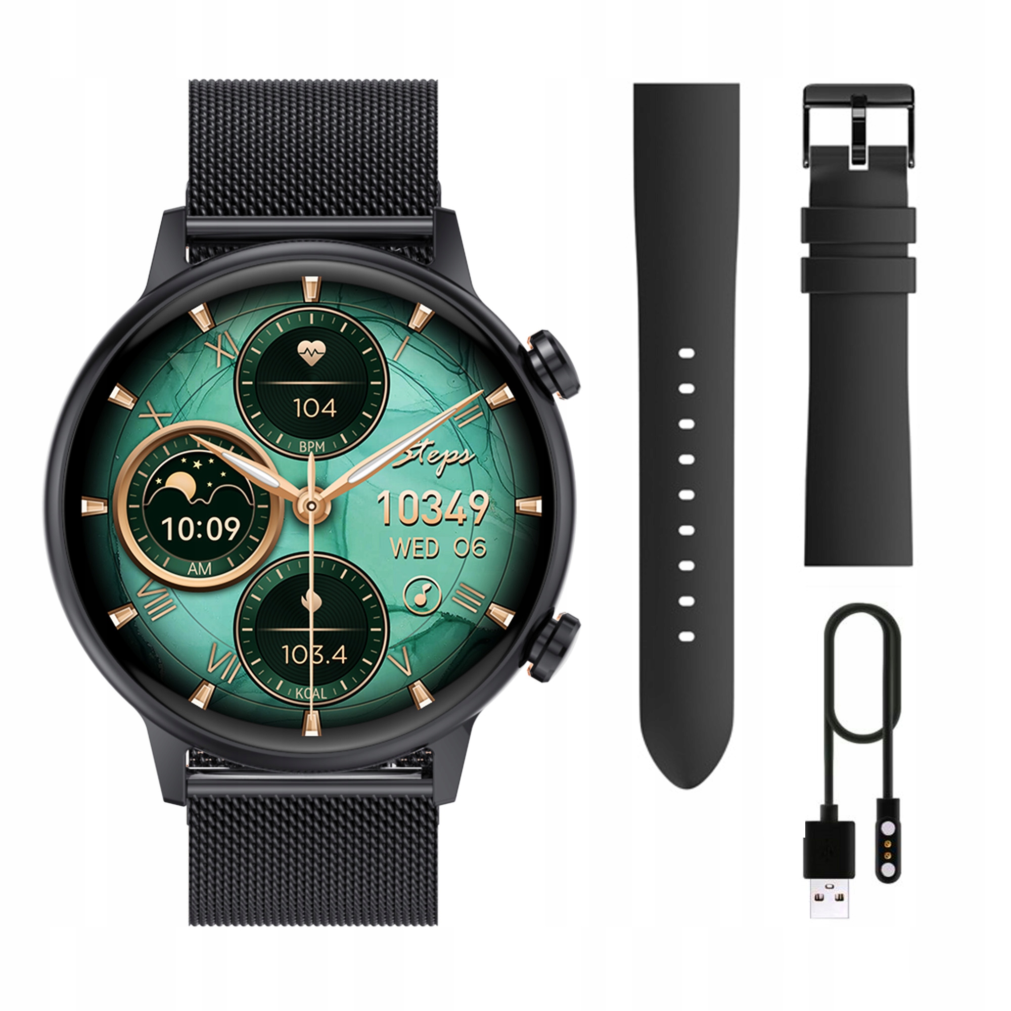 Smartwatch Zegarek Damski Manta Alexa Mini Czarny Rozmowa Menu PL 2 Paski Wodoszczelność tak
