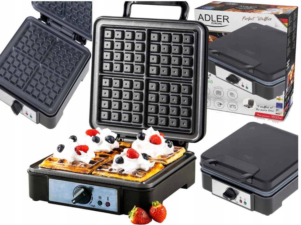Vaflovač Velký Výkon 1800 W 4 Křupavé Vafle AD3049