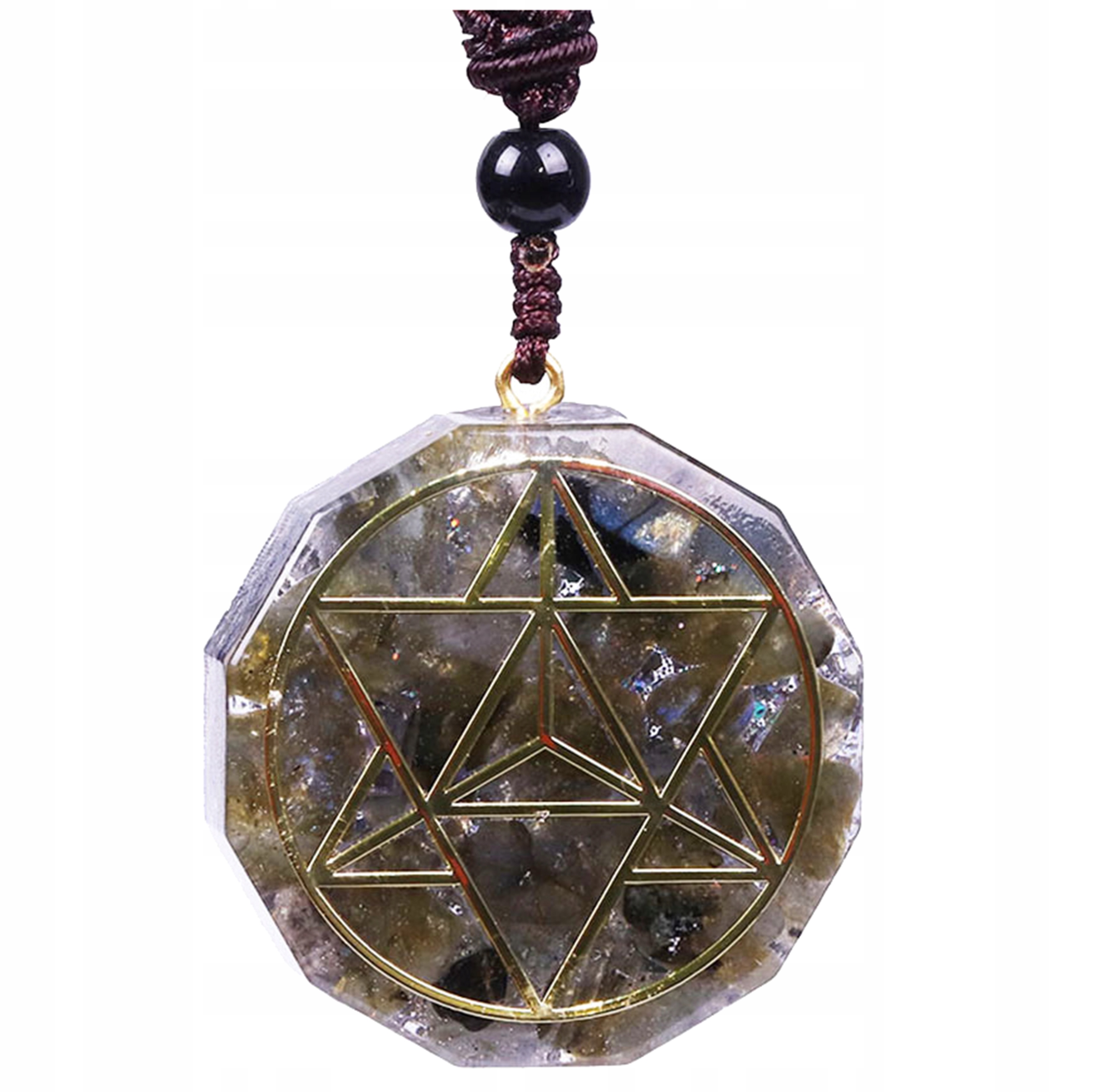 Naszyjnik Wisior Orgonit Naturalny Labradoryt Ochrona Harmonia Merkaba