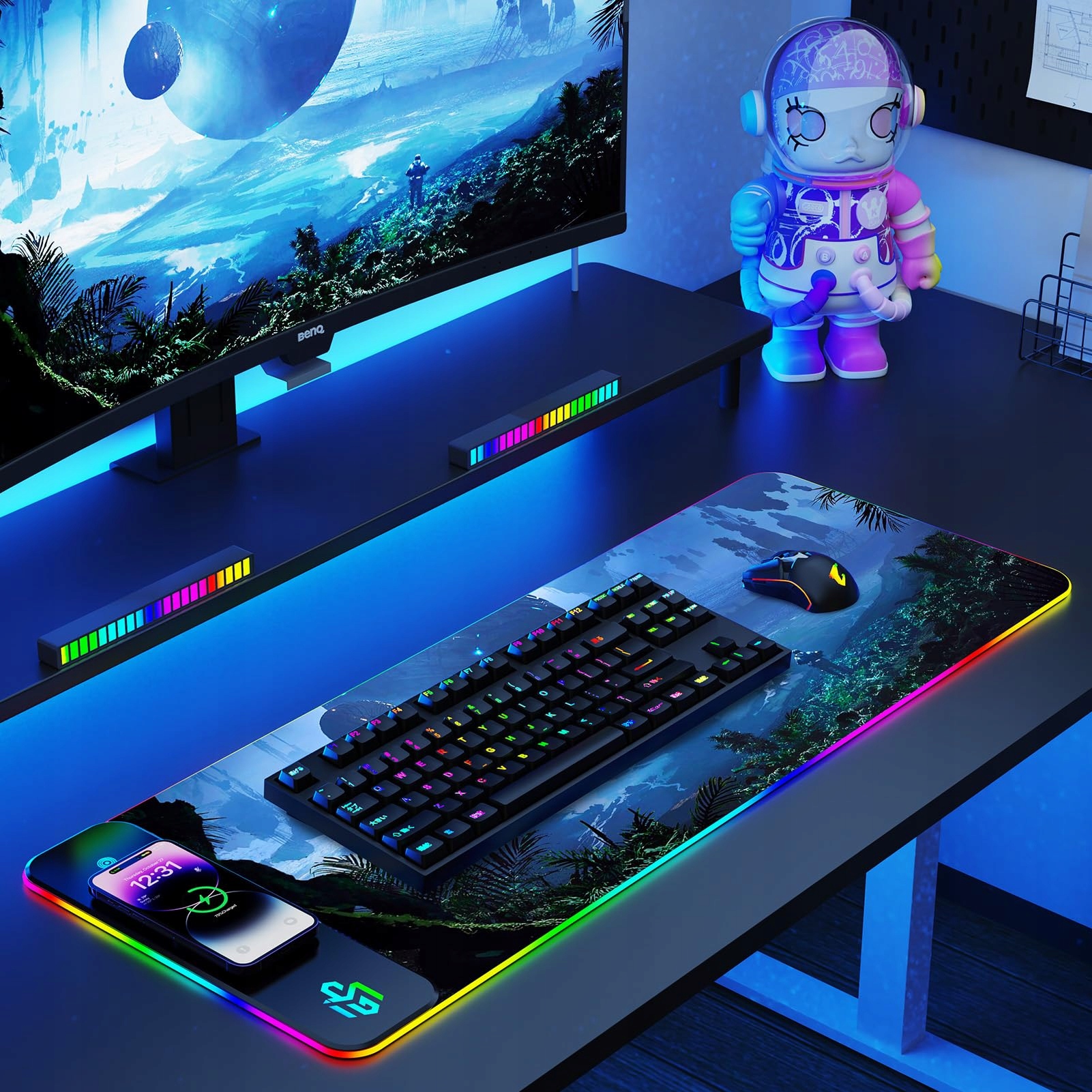 RGB PODKŁADKA GAMINGOWA LED Z BEZPRZEWODOWYM ŁADOWANIEM 15W WODOODPORNA — miniatura 7