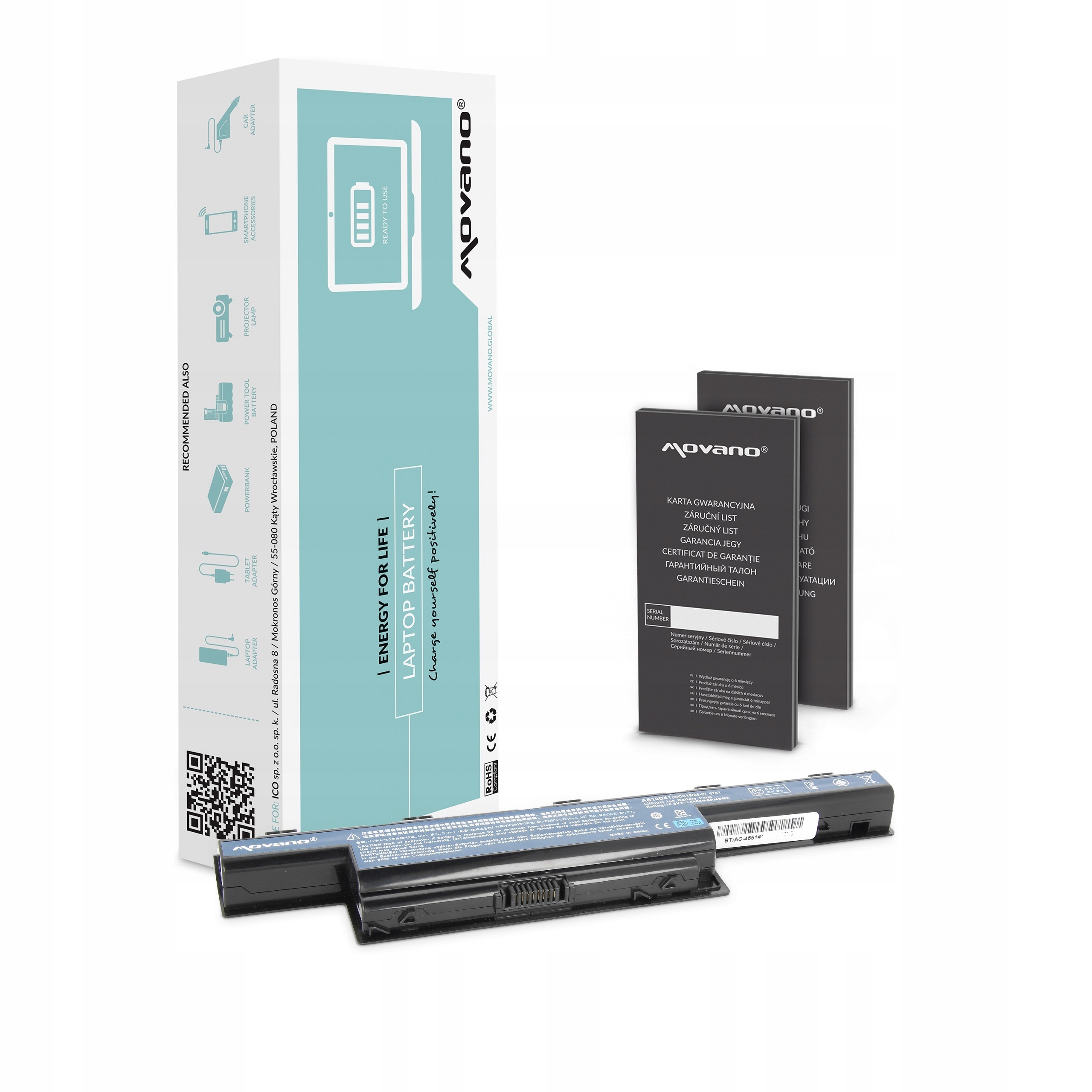 Movano Bateria AS10D31 AS10D41 AS10D51 AS10D61 do Acer - 4400 mAh (48 Wh)