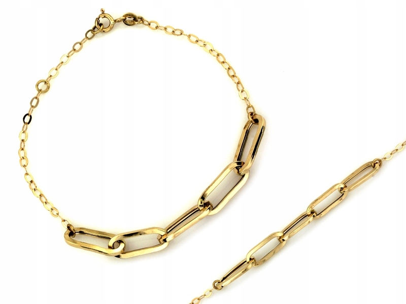 Dámský náramek zlato 585, řetízkový, velké články, elegantní design 14k