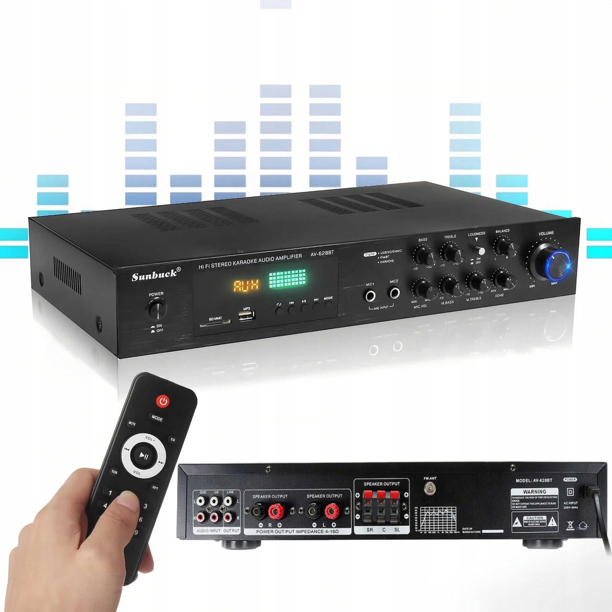 Zosilňovač Zvuku 5.0 Stereo Hifi Bluetooth Usb Sd Fm Aux Diaľkové Ovládanie Dna Ampli