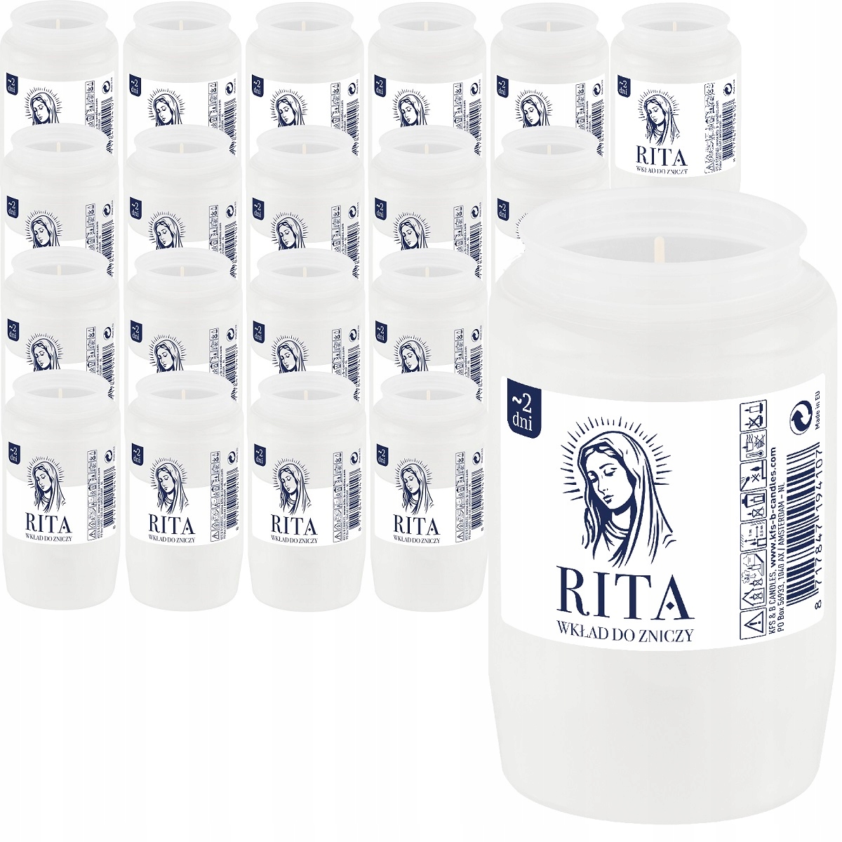 Wkłady Parafinowe do Zniczy Bolsius compo RITA R2 ~2 dni palenia 20 sztuk