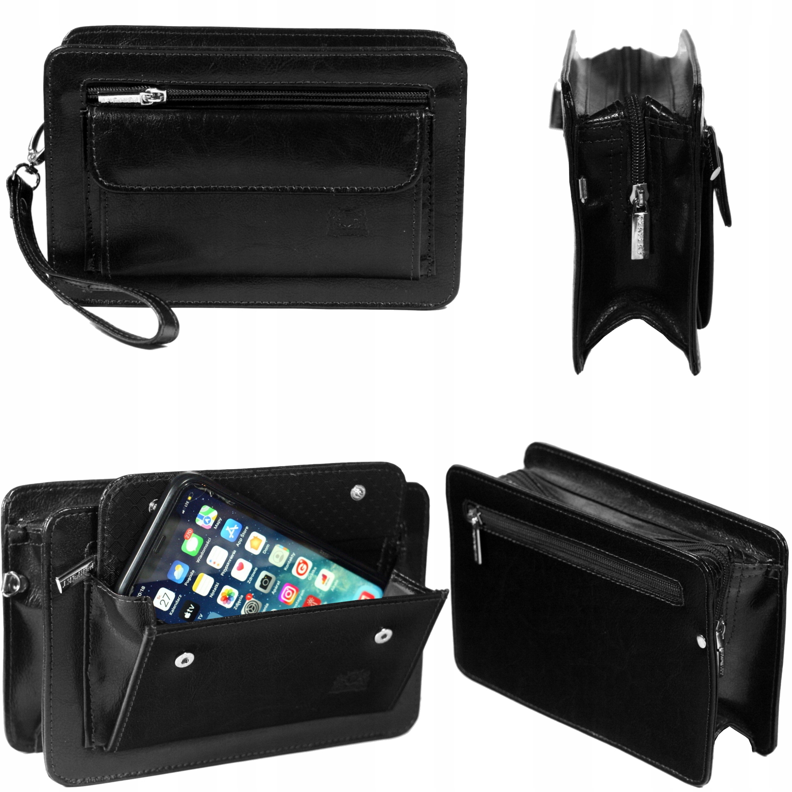 Pánská kožená taška černá s rukojetí do ruky polská výroba velká