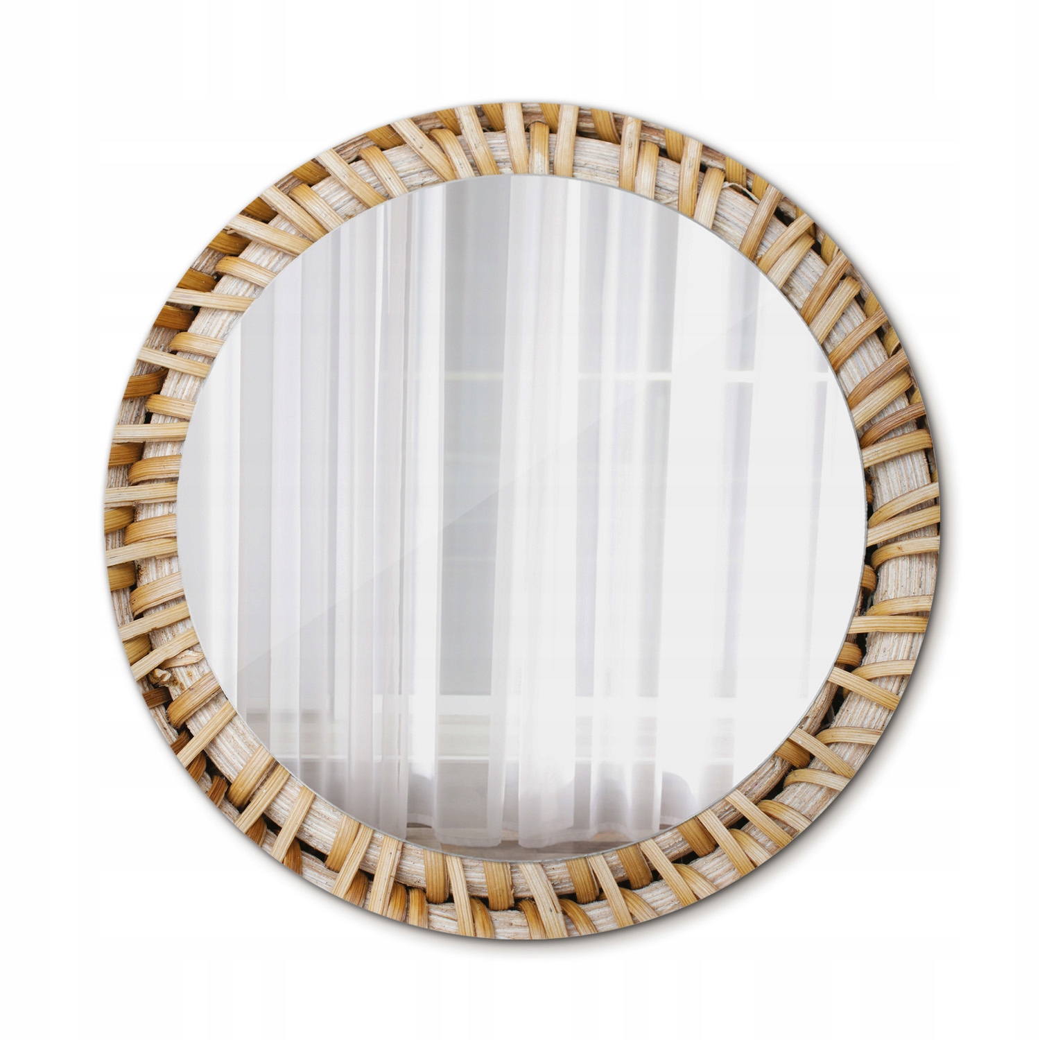 Moderné okrúhle zrkadlo s pleteninou 80 cm