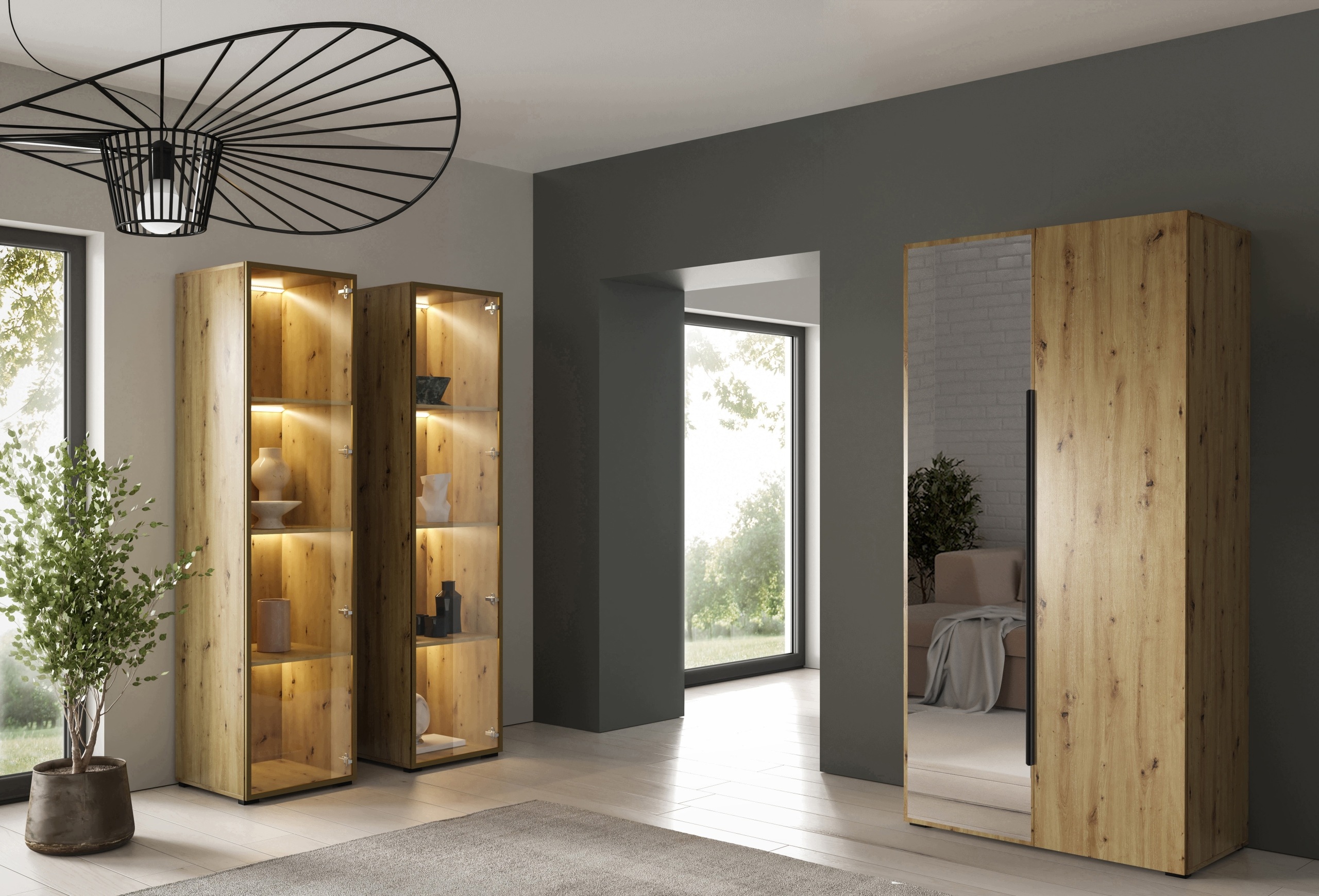 Moderní skříň do ložnice, skříň Dub Artisan 100 cm, skříň na oblečení
