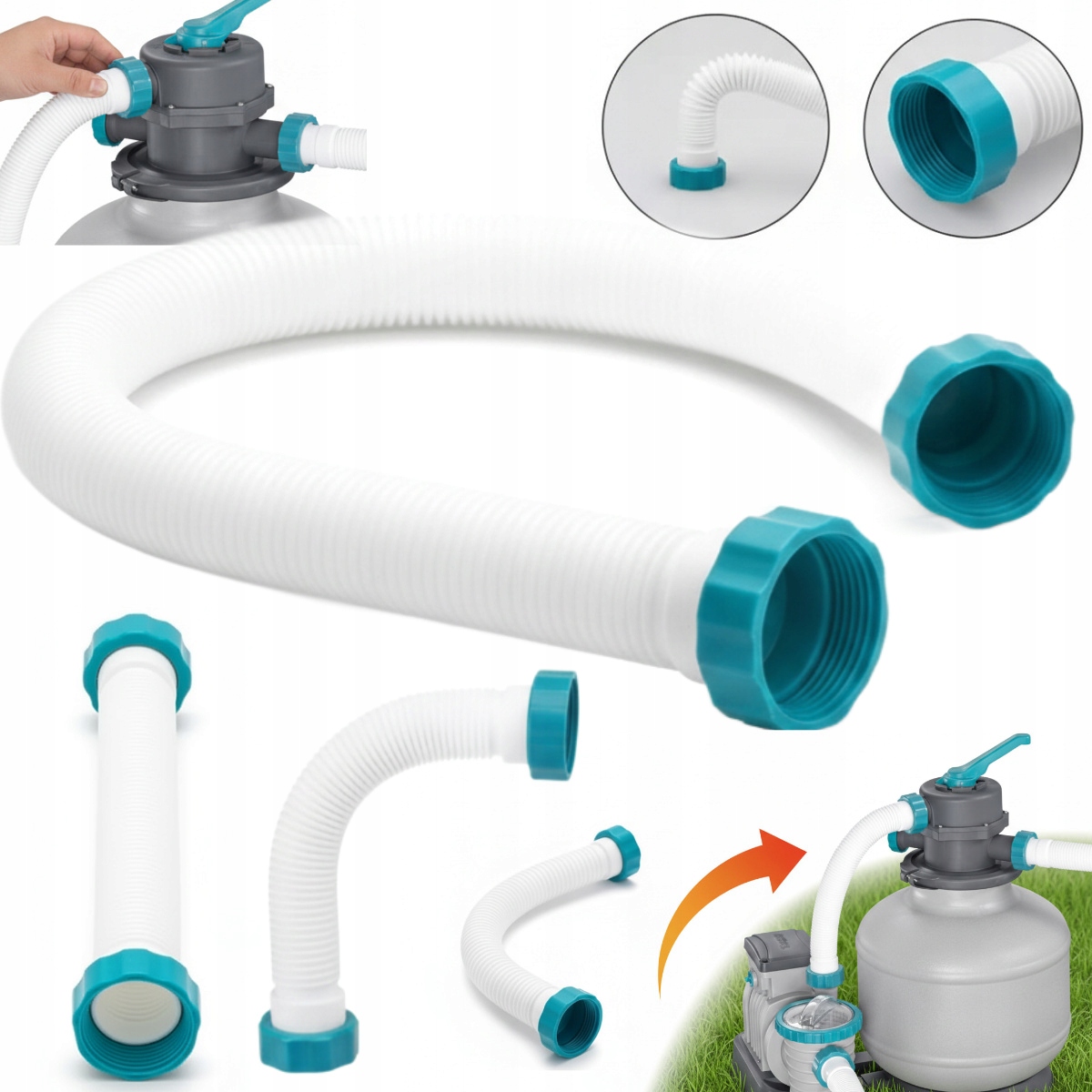 Krátká hadice s maticemi 33 cm 38 mm pro pískovou pumpu Bestway Flowclear